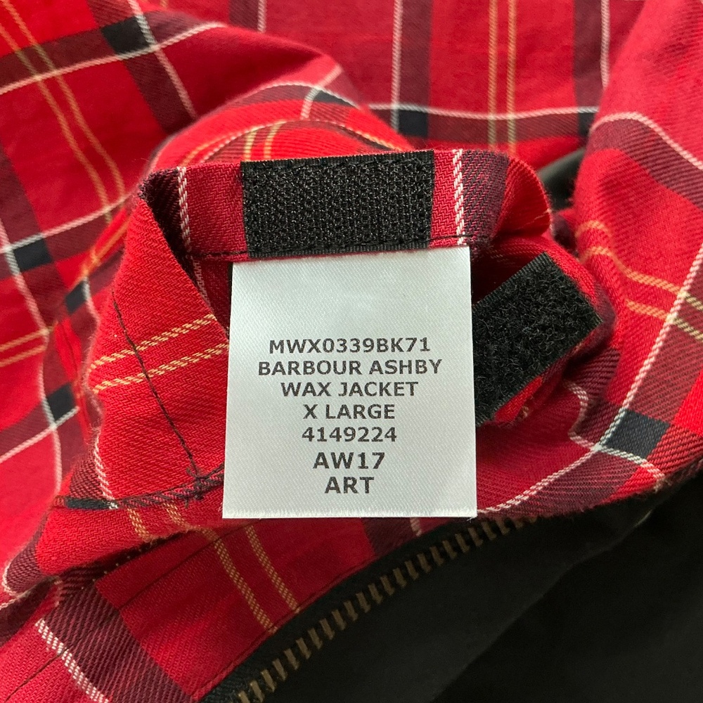 Barbour Men’s Ashby Waxed Jacket Black size XL - Picture 9 of 11